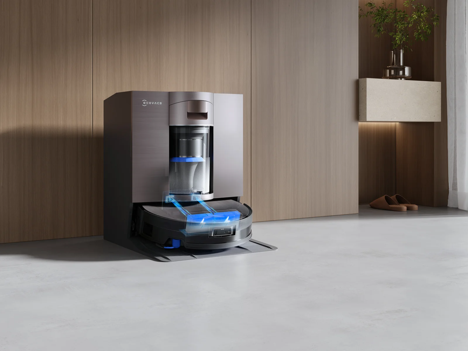 DEEBOT OMNI station cutaway, home entryway