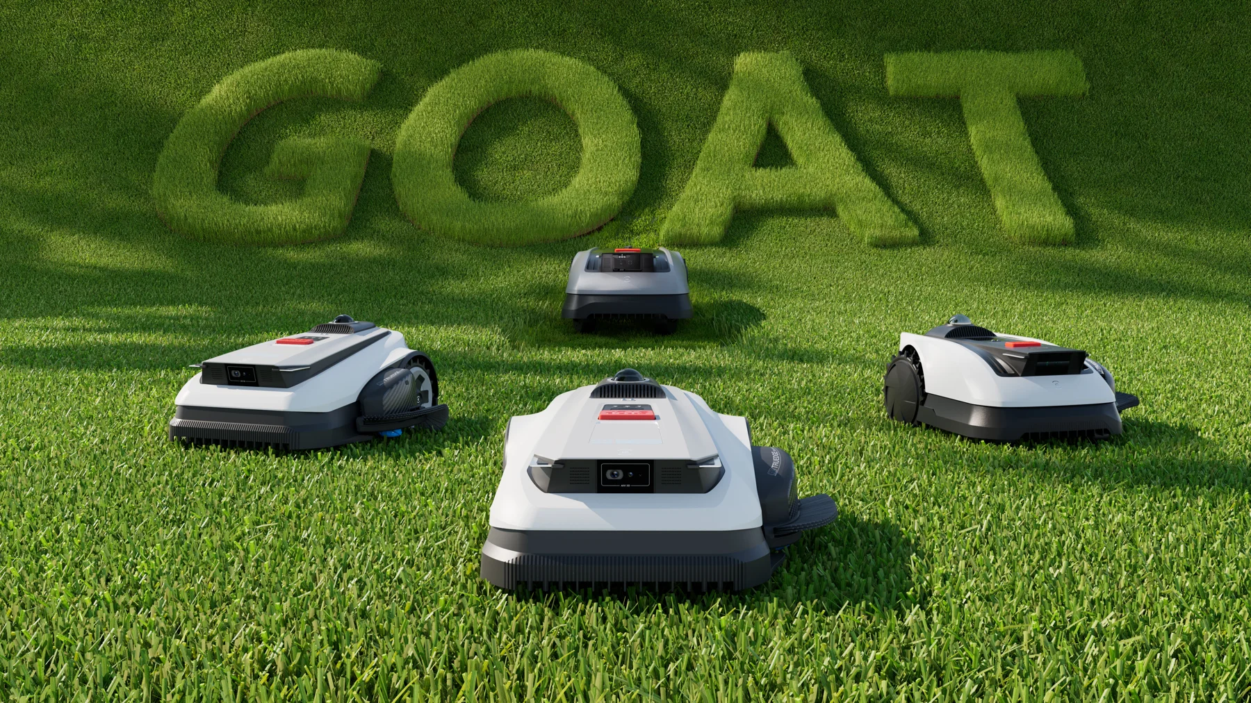 GOAT robotic mowers on a lawn